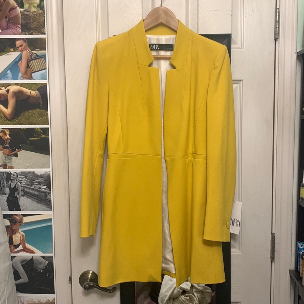 Zara yellow jacket suit modern business coat summer jacket